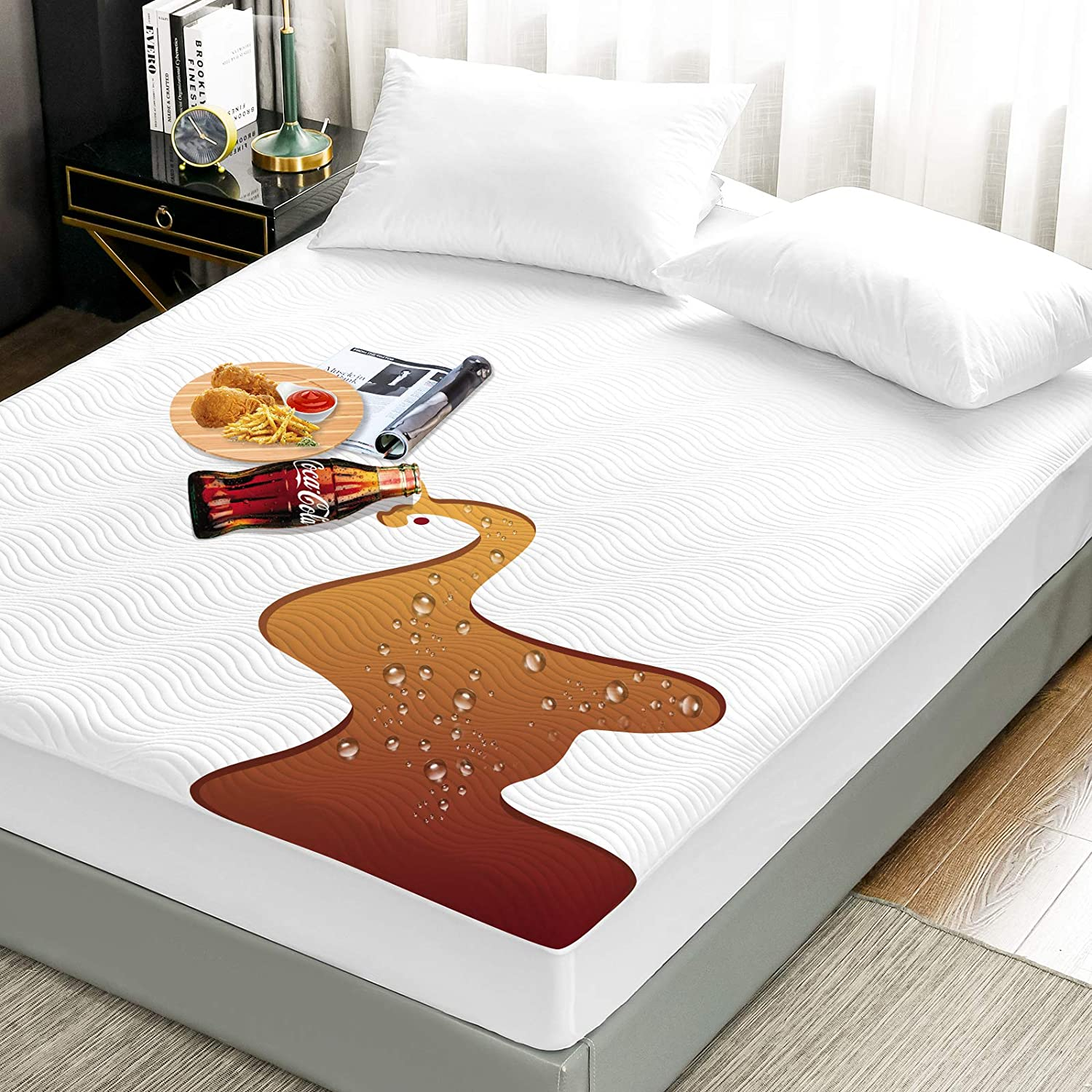 High Quality TPU Waterproof Fitted Stain Release Air Layer Fabric Mattress Protector 