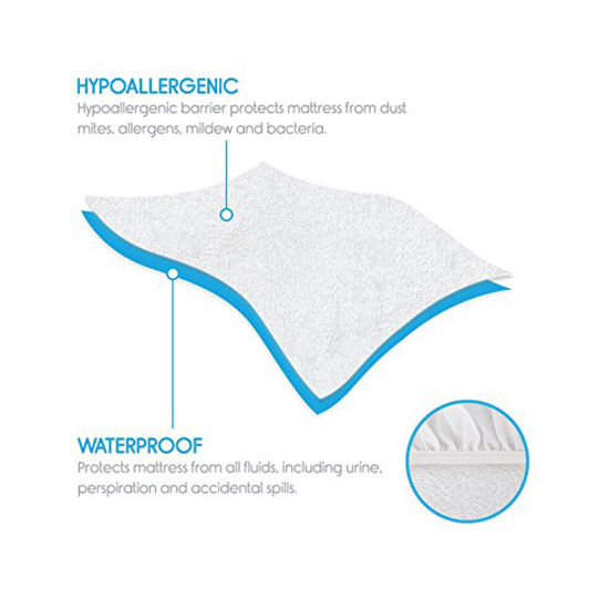 Premium Hypoallergenic Noiseless Cotton Terry Waterproof Mattress Protector