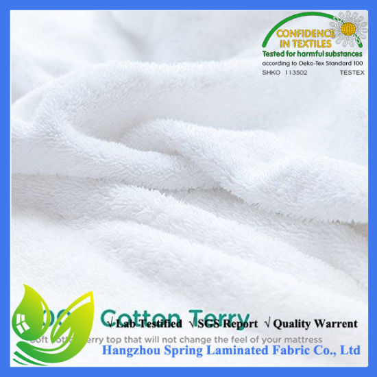 White Color PU Coated Waterproof Knitted Mattress Terry Fabric
