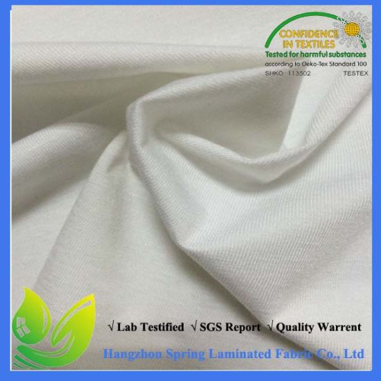 Waterproof Cotton Jersey Fabric Laminated with White PU