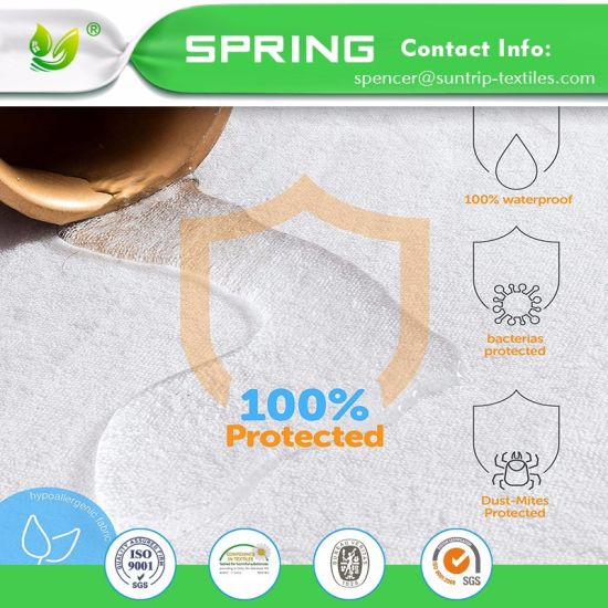 100% Waterproof Mattress Protector with Cotton Terry Surface Bed Bug Proof Vinyl Free Fitted Style
