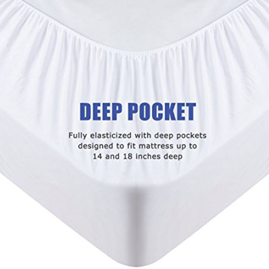 100% Waterproof Mattress Protector - Fitted 18 Inches Deep Pocket - Vinyl Free - Queen