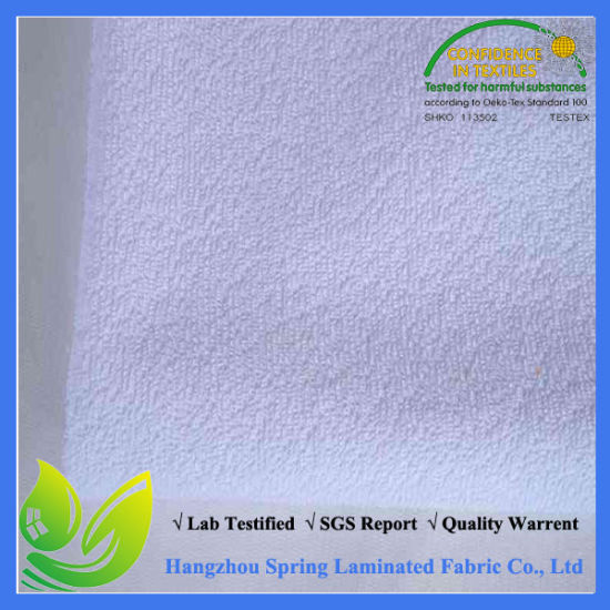 230cm Width Green Color Cotton Terry Towel Laminated with PU